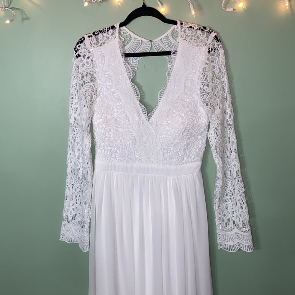 Lulus- Awaken My Love White Long Sleeve Lace Maxi Dress - Picture 7 of 11